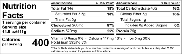 Vegetarian Country Breakfast Bowl Nutrition